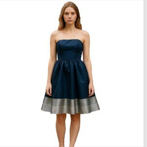 Erin Fetherston Women Sz 6 Blue Cocktail Dress Ruffled Hem Strapless Evening NWT